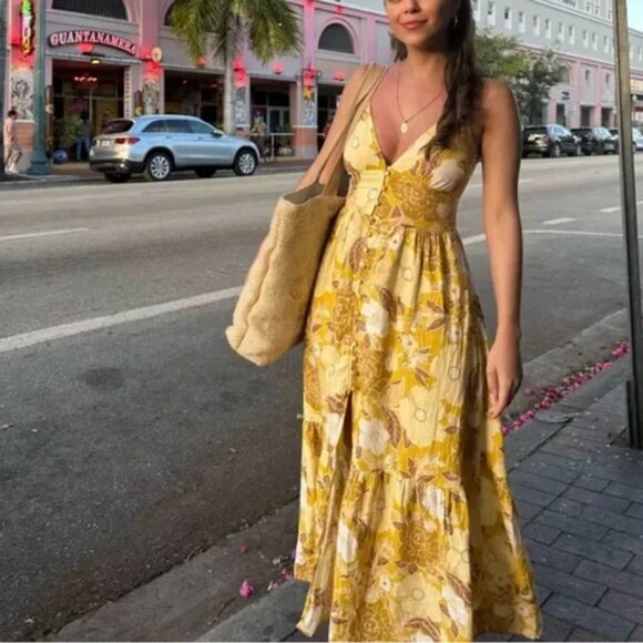 Abercrombie & Fitch Dresses & Skirts - Abercrombie + Fitch Linen Blend Button Front Maxi Dress ST